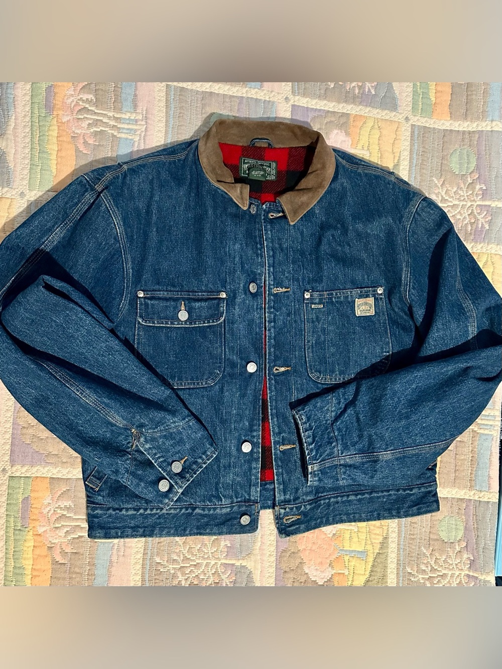 Ralph Lauren Dark Blue Denim Jacket with Brown Corduroy Collar